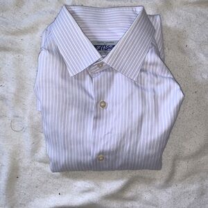 Fit Wel bespoke 17/34 pinstriped blue & white cotton dress shirt 100% cotton